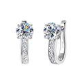 U-Shaped 1ct D-color Diamond Hoop Earrings Latch Back for Women in Sterling Silver, Timeless Wedding or Anniversary