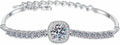 14K White Gold Over S925 Sterling Silver 2.4ct VS1 D-color Round/Square Cut Diamond Adjustable Bracelet for Women, Simple and Stylish Design with Full Shinning Gemstone Encrusted Detail