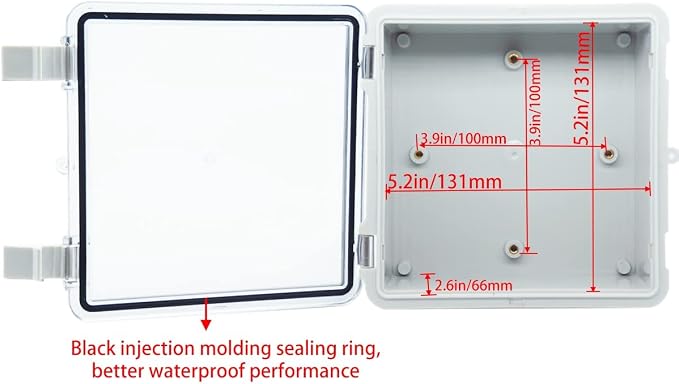 Junction Box, Hinged Clear Cover IP67 Waterproof ABS Project Box - Image 4
