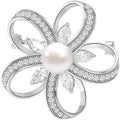 Flower Floral Brooch Pin Pearl Rhinestone Crystal Brooches Pins Scarf Brooch Clip Christmas Lapel Pin Dress Accessories for Women
