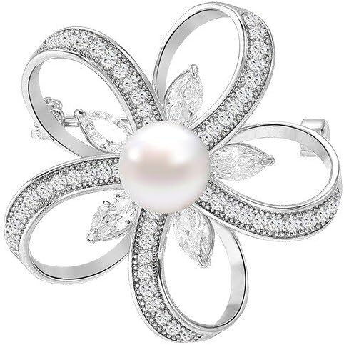 Flower Floral Brooch Pin Pearl Rhinestone Crystal Brooches Pins Scarf Brooch Clip Christmas Lapel Pin Dress Accessories for Women