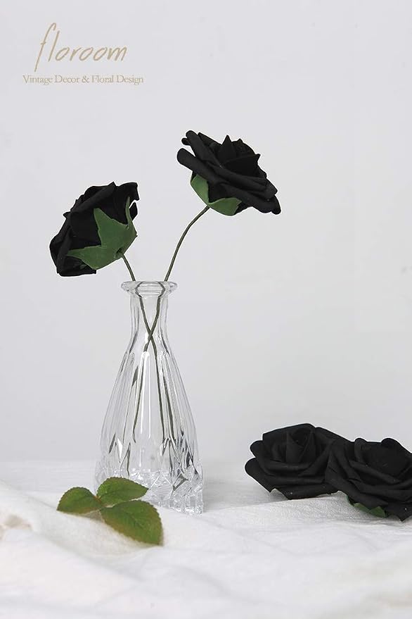 Artificial Flowers 25pcs Real Looking Black Foam Fake Roses - Image 2