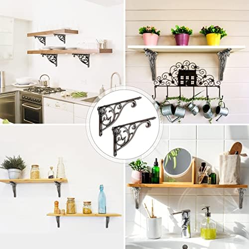 Shelf Brackets 8 Inch 4PCS Heavy Duty Antique Weathered Nickel Wall Bracket - Image 6