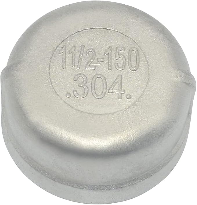 1-1/2" 1.5" Cap, NPT Female Threaded Cast Pipe Fitting, Stainless Steel 304 by Megairon