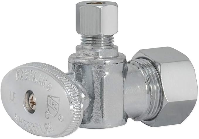 Eastman 1/4 Inch OD x 5/8 Inch OD Quarter Turn Angle Stop Valve, Brass Plumbing - Image 2
