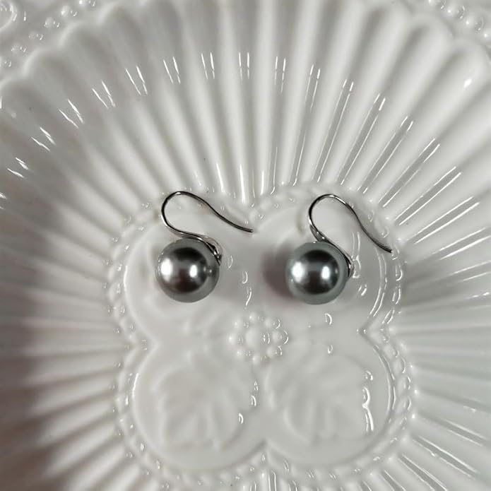 Gift for Wife Tahitian Black&Freshwater Cultured-Pearl-Earrings-Gifts for Women- Wedding Birthday Anniversary-Mom Her Mothers Day Valentines Day Christmas-18K Gold Plated Sterling Silver Pearl Dangle Earring Fine Jewelry