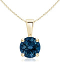 Angara Natural Blue Topaz Solitaire Pendant for Women | Classic Prong-Set Round Blue Topaz Pendant in 14K Solid Gold/Silver/Platinum With 18" Chain | December Birthday, Gemstone Jewelry Gift