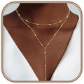 Lariat Gold Necklace for Women Dainty Long Necklace 14k Gold Plated/Silver Y-Shaped Pendant Drop Chain Trendy Layered Pearl/Beaded/CZ Necklaces Simple Gold Jewelry For Women Gift