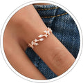 Sora Tuki Rings for Women Adjustable Leaf Ring Dainty Stackable Rings for Women Unique Purple Blue Red Green Ring for Women Trendy Jewelry