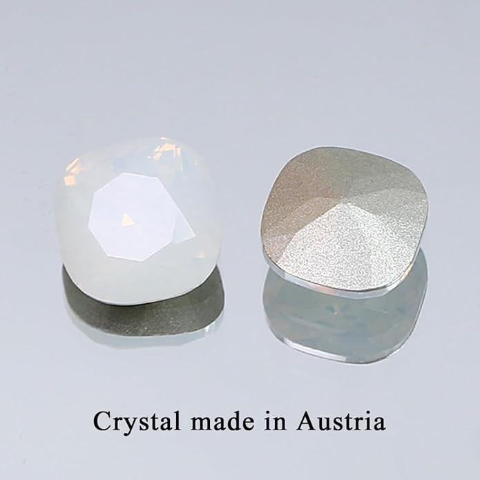 AOBOCO Sterling Silver Leverback Earrings Embellished with Crystals from Austria, Hypoallergenic Cushion Cut Square Crystal Earrings, Fine Anniversary Birthday Jewelry Gifts for Women