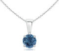 Angara Natural Blue Topaz Solitaire Pendant for Women | Classic Prong-Set Round Blue Topaz Pendant in 14K Solid Gold/Silver/Platinum With 18" Chain | December Birthday, Gemstone Jewelry Gift