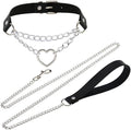 Harajuku Peach Heart Choker Punk Hauling Chain PU Leather Collar Gothic Necklace NightClub Goth Leash Belts