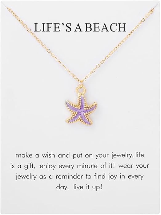 6Pcs Gold Beach Starfish Necklace Set for Women Cute Beachy Hawaii Star Fish Bulk Necklaces Pack Trendy Hawaiian Friendship Matching Jewelry Accessories