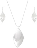 Madison Tyler Gold Plated Jewelry Set for Women | Silver Teardrop Pendant Necklace Trendy | Long Necklace with Snake Chain | Fashion Dangle Earring Set
