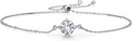 Gem Stone King Gemstone Birthstone Solitaire Bracelet For Women | 925 Sterling Silver | Round 6MM | Gift for Her Women Wife Mom Lady Daughter | Adjustable Bolo Bracelet | Easy-On Easy-Off