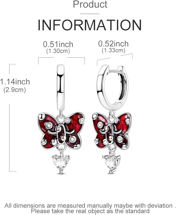 LAZA 925 Sterling Silver Hoop Earrings for Women, Hypoallergenic Huggie Butterfly Dangle Drop Earrings Colorful Flower Earrings Jewelry Gifts
