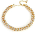 14K Gold Chunky Cuban Chain Anklet with Moissanite, Hip Hop Style Adjustable Anklet, Trendy Jewelry for Women (Yellow,9 inch)