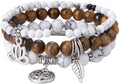 UEUC Tree of Life Yoga Healing Stone Bracelets,Multilayer Lotus Chakra Stone Reiki Bracelet Sets,Anxiety Crystal Natural Stone,for Women Stress Relief