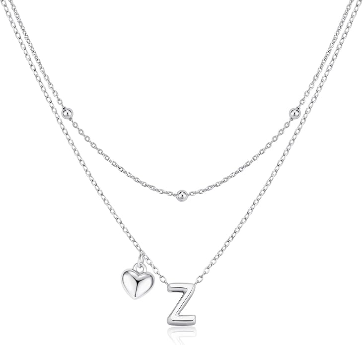adoyi Valentines Day Gifts for Women Hers Dainty 14K Gold Plated Heart Initial Necklaces Layered Letter A-Z Pendant Necklace Stack Trendy Jewelry Birthday Valentines Day Gifts for Women Jewelry