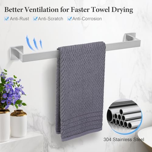 TURS Bathroom Hardware Set Brushed Towel Bar Set Stainless Steel Bathroom - Image 2