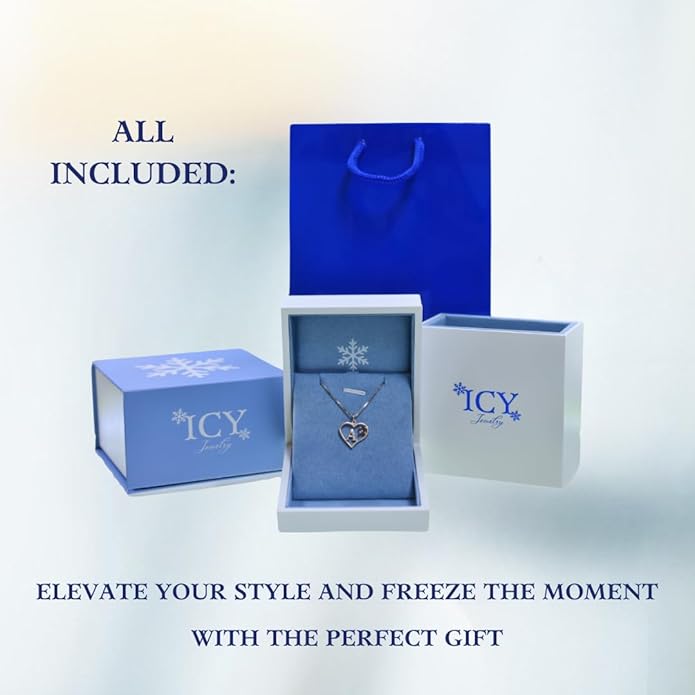 Silver Sterling Necklace Initial Letter A-Z Birthstone for Women – Personalized Custom Jewelry Pendant with Heart Design Customized Dainty Charm for Wife Girlfriend Mom – 18" Box Chain