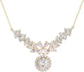 14K Gold D-color Round Cut Diamond Collarbone Necklace for Women, Ideal Gift for Your Beloved Wife, Choice for Special Occasions or Romantic Evenings Out,15.35+1.57" Chain