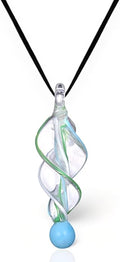 BESHEEK Murano Inspired Twist and Twirl Glass Pendant Necklace for Women Handcrafted Artisan Hypoallergenic Italian Style Jewelry