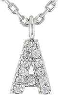 JTV Sterling Silver Initial Necklace for Women, 0.13 CTW White Cubic Zirconia Letter Pendant, Rhodium-Plated, Personalized Monogram Jewelry, Gift Box Included, 18”