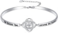 Valentines Day Gifts for Her, 18k White Gold Plated Love Knot Bracelets, Engraved Inspirational and Sentiment Bangle, Anniversary Birthday Jewelry Gift for Lover Wife Girlfriend Sister Friends