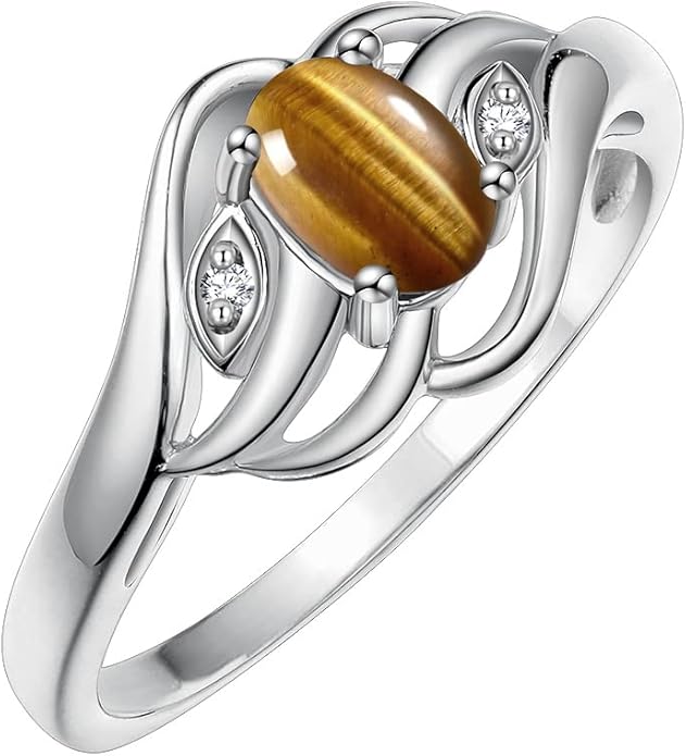 Rylos Ring featuring Classic Style, 6X4MM Birthstone Gemstone, & Diamonds - Elegant Jewelry for Women in Sterling Silver, Sizes 5-10