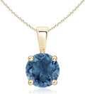 Angara Natural Blue Topaz Solitaire Pendant for Women | Classic Prong-Set Round Blue Topaz Pendant in 14K Solid Gold/Silver/Platinum With 18" Chain | December Birthday, Gemstone Jewelry Gift