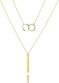 Layered Gold Necklaces for Women, Stackable 14K Gold Plated Necklace, Dainty Cross/Circle/Heart Pendant layered Necklace, Adjustable Dainty Gold/Silver Necklace Jewelry Set for Women
