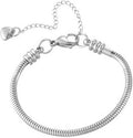 TGLS Women European Charm Bracelet Stainless Steel 3mm Snake Chain Bracelet Fits Standard Charms Bead 9"+2.35" Chain