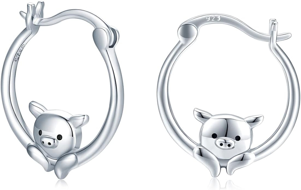 JUSTKIDSTOY Hypoallergenic Panda/Unicorn/Hummingbird/Dolphin Hoop Earrings for Women 925 Sterling Silver Animal Huggie Hoop Earrings Jewelry Gifts for Sensitive Ears