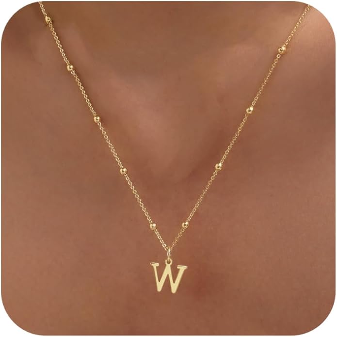 Valentines Gifts for Her Women - Initial Necklaces for Women Dainty 14k Gold Plated A-Z Letter Pendant Name Necklaces Cute Charm Choker Fashion Accessories Non Tarnish Trendy Jewelry Gift