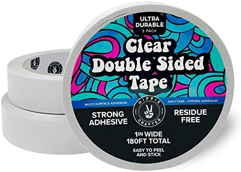 HIPPIE CRAFTER Clear Double Sided Tape, 1 Inch Wide Heavy-Duty Adhesive by HippieCrafter