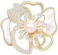 Rhinestone Flower Brooch Austrian Crystal Flower Pin 18k Gold Plated Floral Brooch Lapel Pin Jewelry Mother's Day Birthday Gifts for Mom Wife