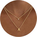 Layered Initial Necklaces for Women, 14k Gold Plated Letter Necklace Set Dainty Gold Initial Necklace Stack Cute Layering Choker Necklaces for Women Trendy Fashion Jewelry