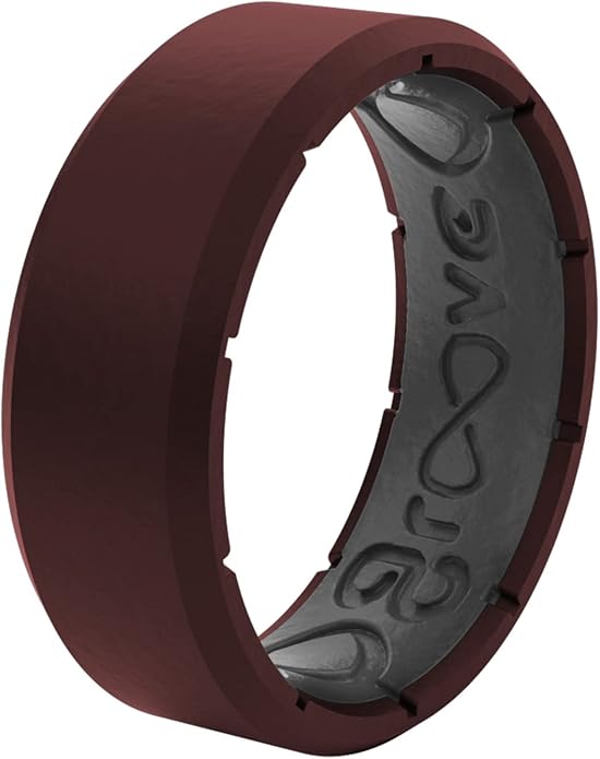 Groove Life Edge Silicone Ring - Breathable Rubber Wedding Rings for Men, Unique Design, Comfort Fit Ring