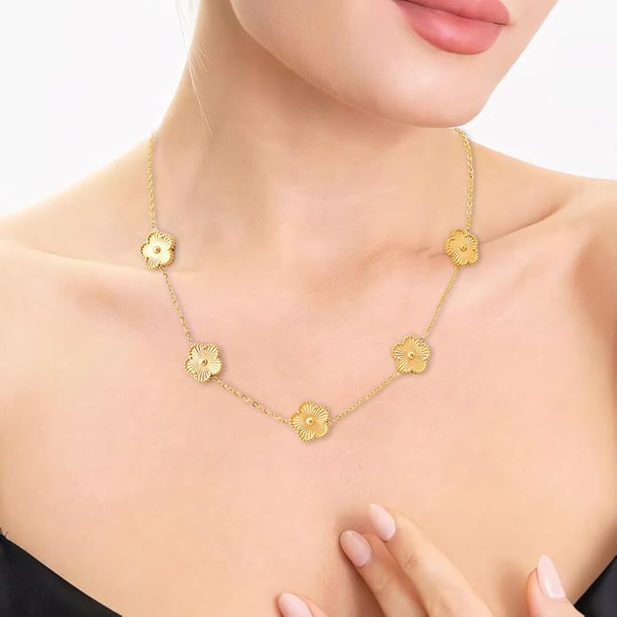 18K Gold-Plated Four Leaf Clover Bracelet for Women,Adjustable lucky Bracelet Set Jewelry Gift-Hypoallergenic Charm for Birthdays, Wellness & Daily Wear