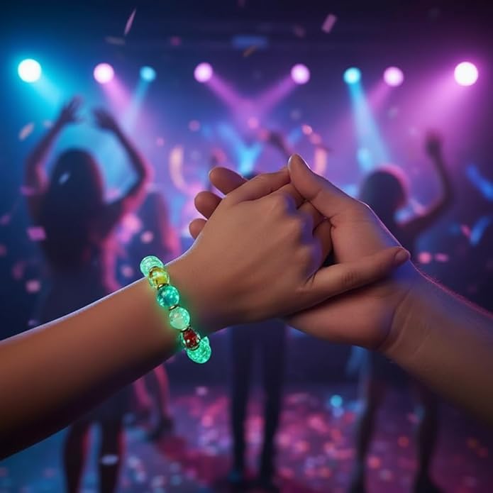 Handmade Glow-in-the-Dark Beaded Bracelet, Luminous Wrist Accessory, Fashion Bracelet for Women, Ideal Gift for Night Events, Parties & Birthdays