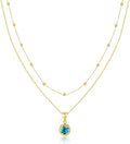 14K Gold-Plated Women's Double-Layer Birthstone Necklace Delicate Round Birthstone Pendant with a Simple Necklace, a Birthday Gift for Women Teenage Girls