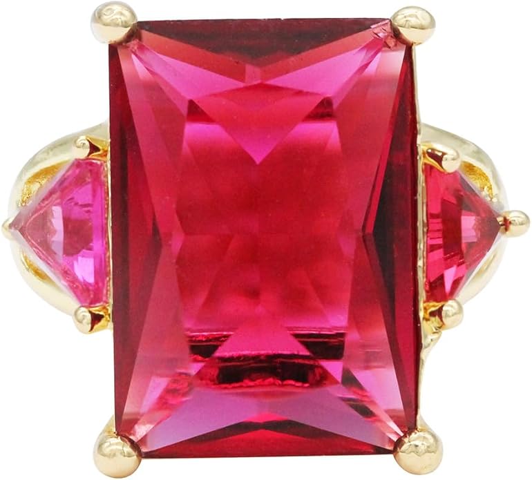 Lavencious Big Bold Radiant CZ Stones Stretch Rings for Women Size for 7-9