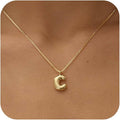 Bubble Gold Silver Letter Necklace Initial Necklaces for Women Trendy 14K Dainty Charm Pendant Name Necklace Personalized Jewelry Gift for Women Teen