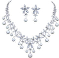 Women's Bridal Jewelry Set, 14K Gold Freshwater Pearl & Crystal, Choker Necklace & Drop Earrings, Elegant Wedding Fashion Ensemble
