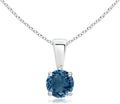 Angara Natural Blue Topaz Solitaire Pendant for Women | Classic Prong-Set Round Blue Topaz Pendant in 14K Solid Gold/Silver/Platinum With 18" Chain | December Birthday, Gemstone Jewelry Gift