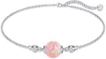 Opal Anklet/Bracelets for Women, S925 Sterling Silver Adjustable Foot Beaded Round Charm Ankle Bracelet Anklets Jewelry Anniversary Birthday Gifts for Women-1