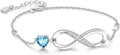 RIVIKO Infinity Love Heart Symbol Charm Bracelet for Women 925 Sterling Silver Adjustable Birthday Valentine’s Day Christmas Mothers Day Jewelry Gift for Mom Women Wife Her Friends