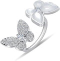 Double Butterfly Rings for Women AAA Cubic Zirconia Finger Ring Ladies Fashion Hand Jewelry Natural Stone Adjustable Ring