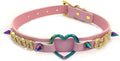 Succuba Handmade Heart Ring Rhinestone Letter Pu Leather Choker Collar Necklace for Women and Men